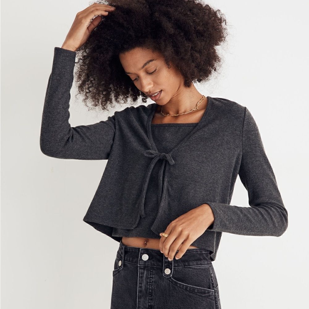 Madewell Brushed Rib Tie-Front Cardigan XXS